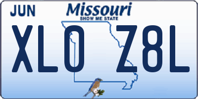 MO license plate XL0Z8L