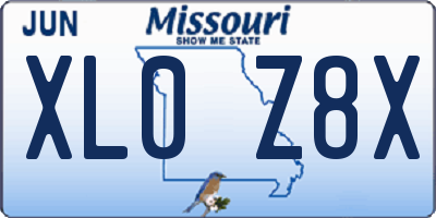 MO license plate XL0Z8X
