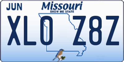 MO license plate XL0Z8Z