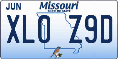 MO license plate XL0Z9D