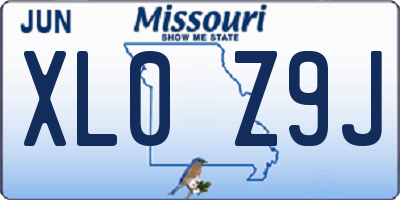 MO license plate XL0Z9J