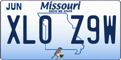 MO license plate XL0Z9W