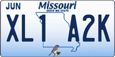MO license plate XL1A2K