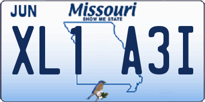 MO license plate XL1A3I
