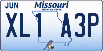 MO license plate XL1A3P