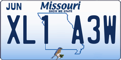 MO license plate XL1A3W