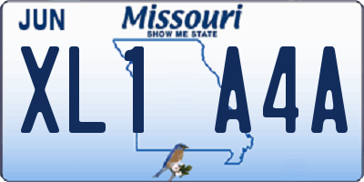 MO license plate XL1A4A
