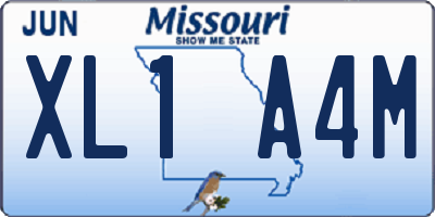 MO license plate XL1A4M