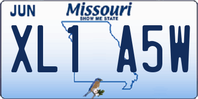 MO license plate XL1A5W