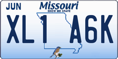 MO license plate XL1A6K