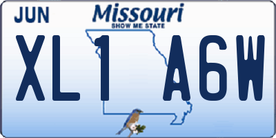 MO license plate XL1A6W