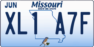 MO license plate XL1A7F