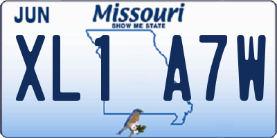 MO license plate XL1A7W
