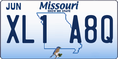 MO license plate XL1A8Q