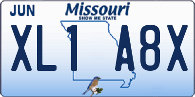 MO license plate XL1A8X