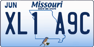 MO license plate XL1A9C