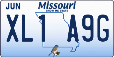 MO license plate XL1A9G