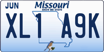MO license plate XL1A9K