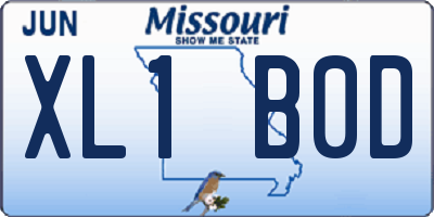 MO license plate XL1B0D