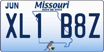 MO license plate XL1B8Z