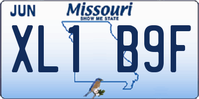 MO license plate XL1B9F