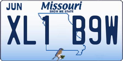 MO license plate XL1B9W