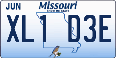 MO license plate XL1D3E