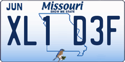 MO license plate XL1D3F
