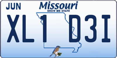 MO license plate XL1D3I