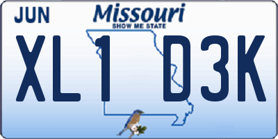 MO license plate XL1D3K