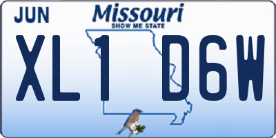 MO license plate XL1D6W