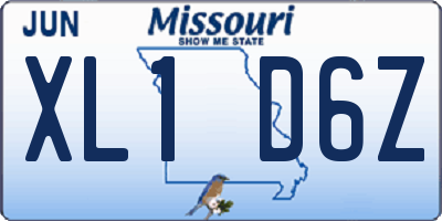 MO license plate XL1D6Z