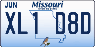 MO license plate XL1D8D