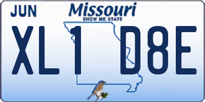 MO license plate XL1D8E