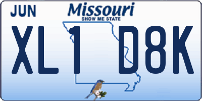 MO license plate XL1D8K