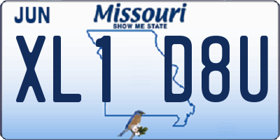 MO license plate XL1D8U