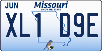 MO license plate XL1D9E