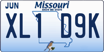 MO license plate XL1D9K