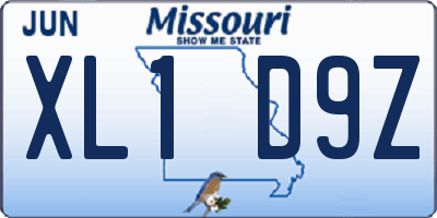 MO license plate XL1D9Z