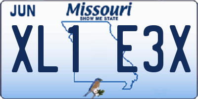 MO license plate XL1E3X