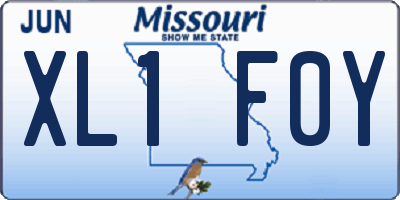 MO license plate XL1F0Y