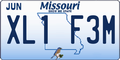 MO license plate XL1F3M