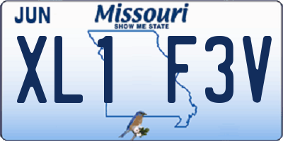 MO license plate XL1F3V