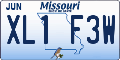 MO license plate XL1F3W