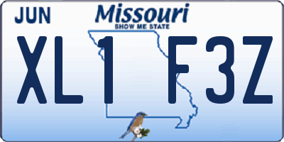 MO license plate XL1F3Z