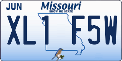 MO license plate XL1F5W