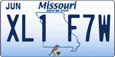 MO license plate XL1F7W