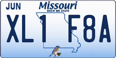 MO license plate XL1F8A