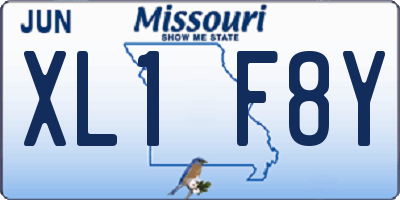 MO license plate XL1F8Y