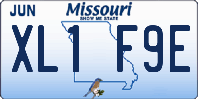 MO license plate XL1F9E